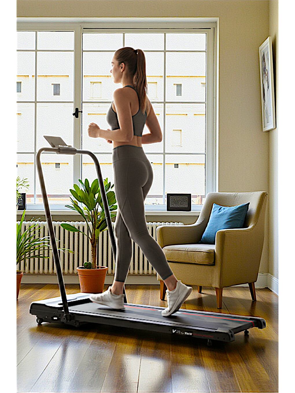 Gri Vfit Origami Compact Katlanabilir Ev Tipi Koşu & Yürüyüş Bandı 10 Km/h-2