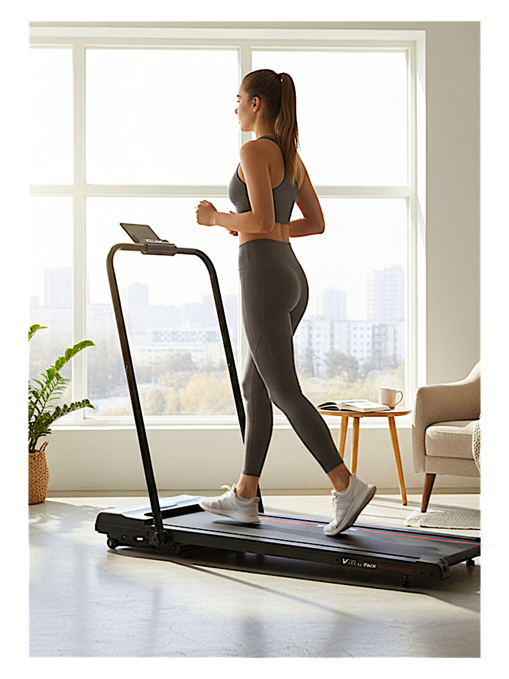 Gri Vfit Origami Compact Katlanabilir Ev Tipi Koşu & Yürüyüş Bandı 10 Km/h-4