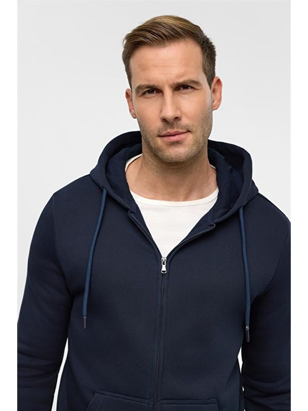 Lacivert Regular Düz Bisiklet Yaka Sweatshirt-6