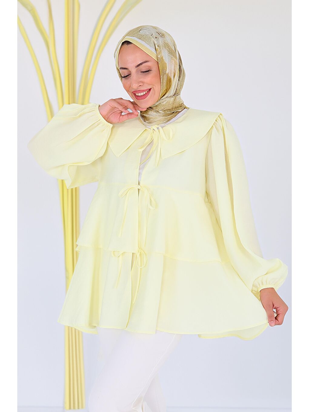 Sarı Bağlamalı Gömlek Sari - 27549-3