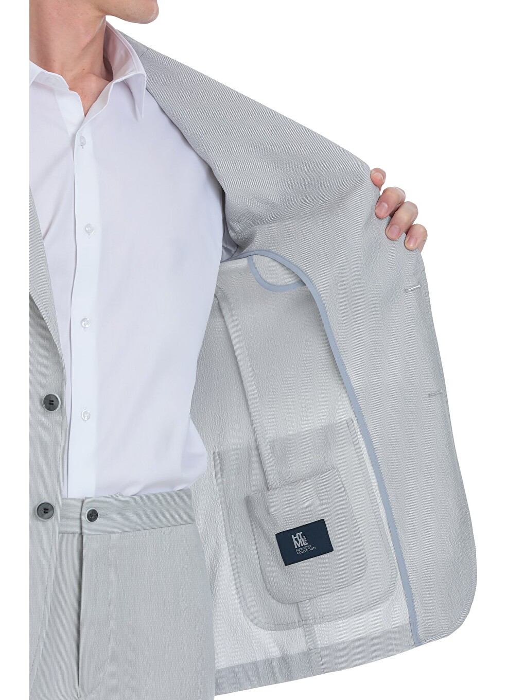 Gri Comfort Fit Mono Yaka Casual Takım Elbise-2