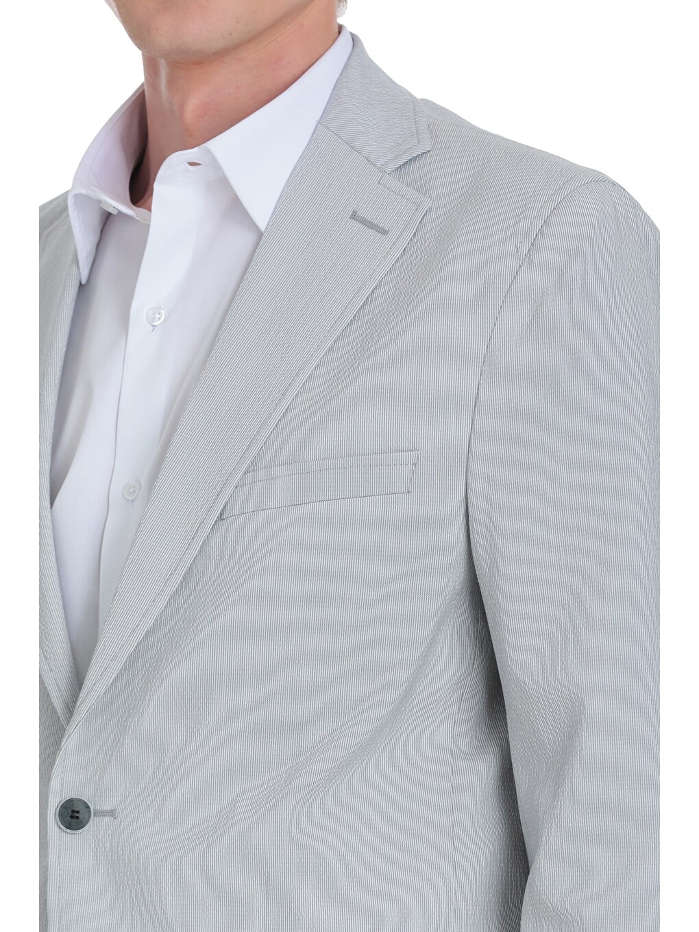 Gri Comfort Fit Mono Yaka Casual Takım Elbise-3