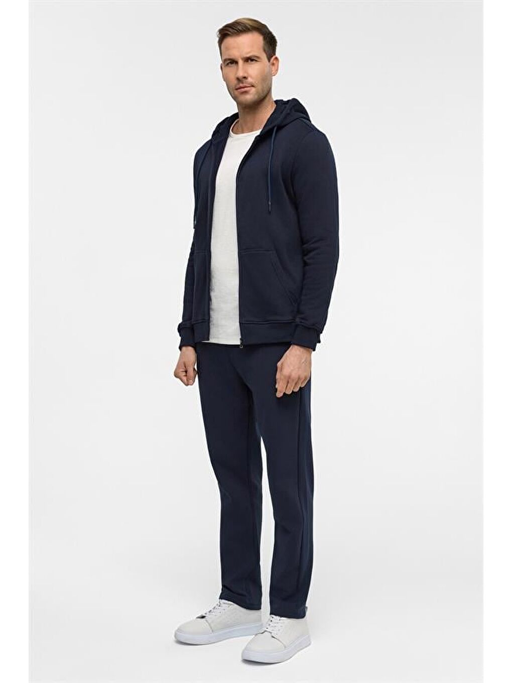 Lacivert Regular Düz Bisiklet Yaka Sweatshirt-9