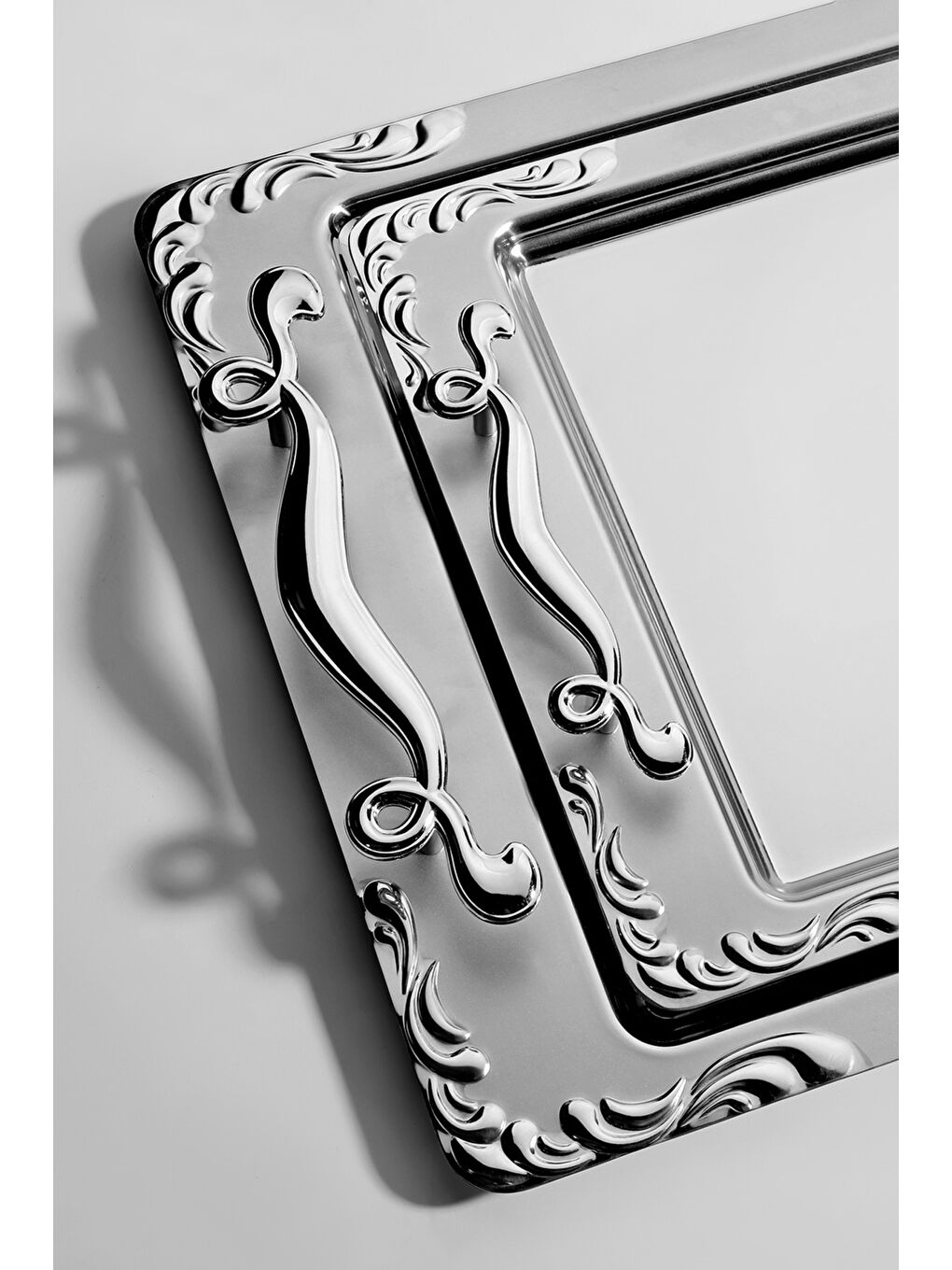 Gri Lalezar Saten 2'li Çelik Tepsi Seti-2