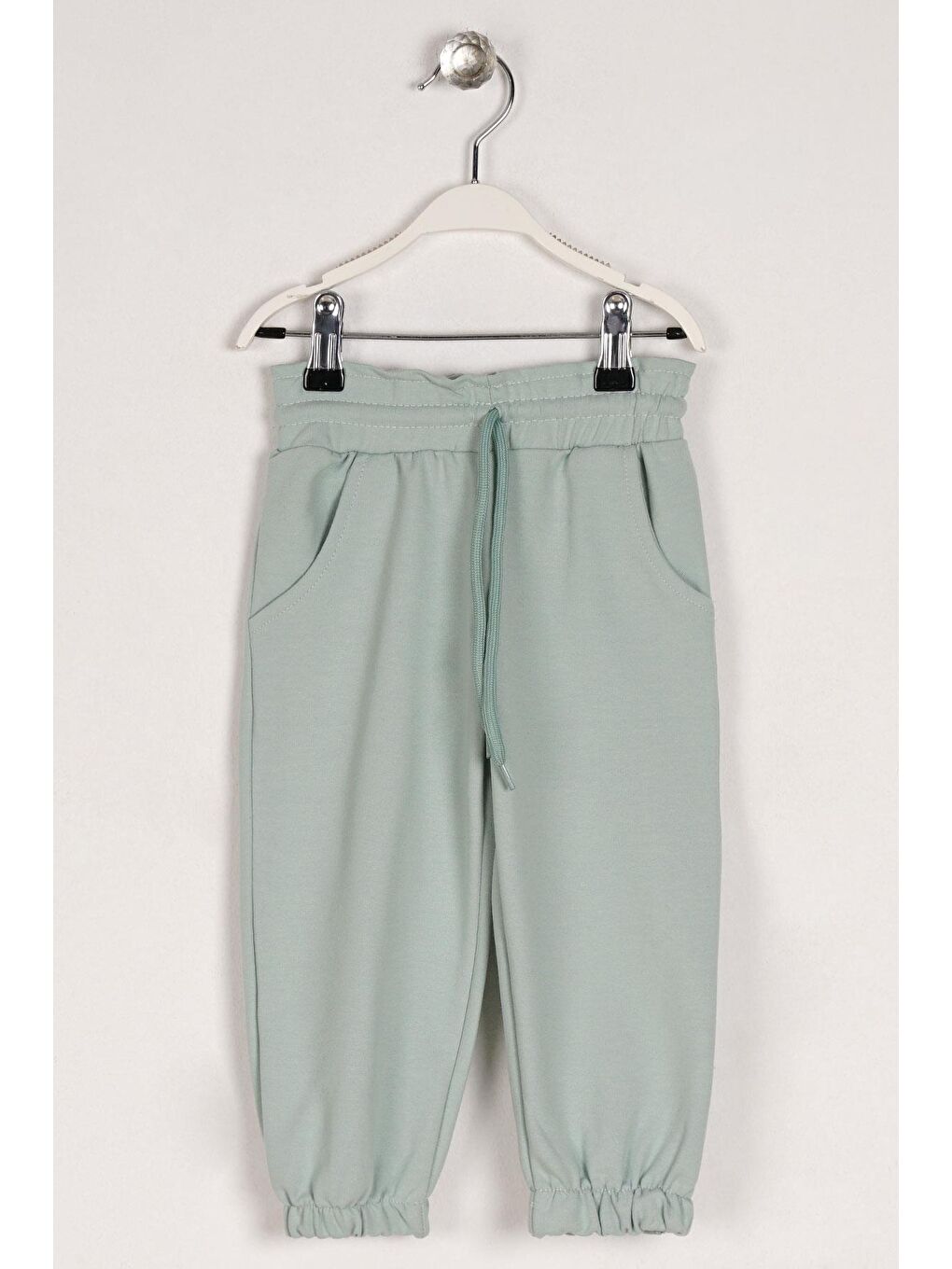 Lastik Paçalı Çağla Yeşil Renk Kız Çocuk Eşofman Tek Alt