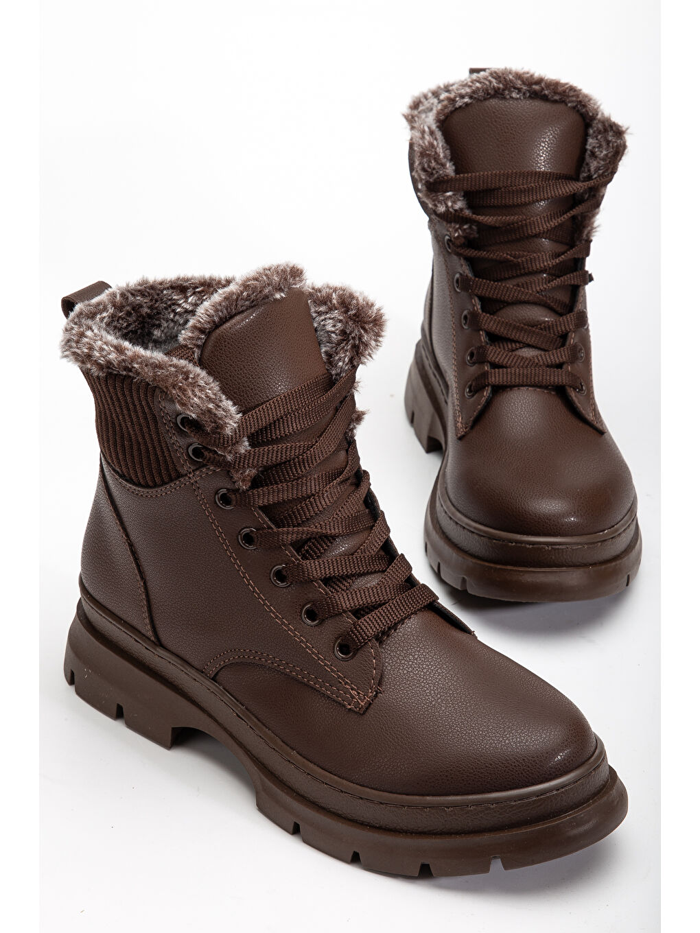 Kahverengi Natalya Soğuk Geçirmez Kışlık Kadın Bot & Bootie