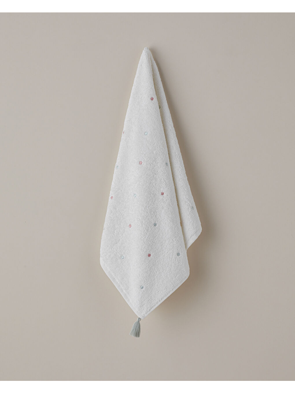 Petite Dot Pamuk Püsküllü Yüz Havlusu 50x80 cm Pembe - Yeşil