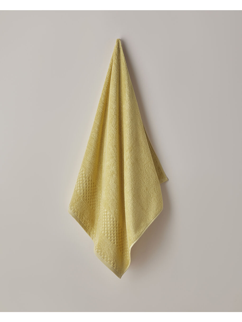 Border Check Pamuk Banyo Havlusu 70x140 cm Sarı