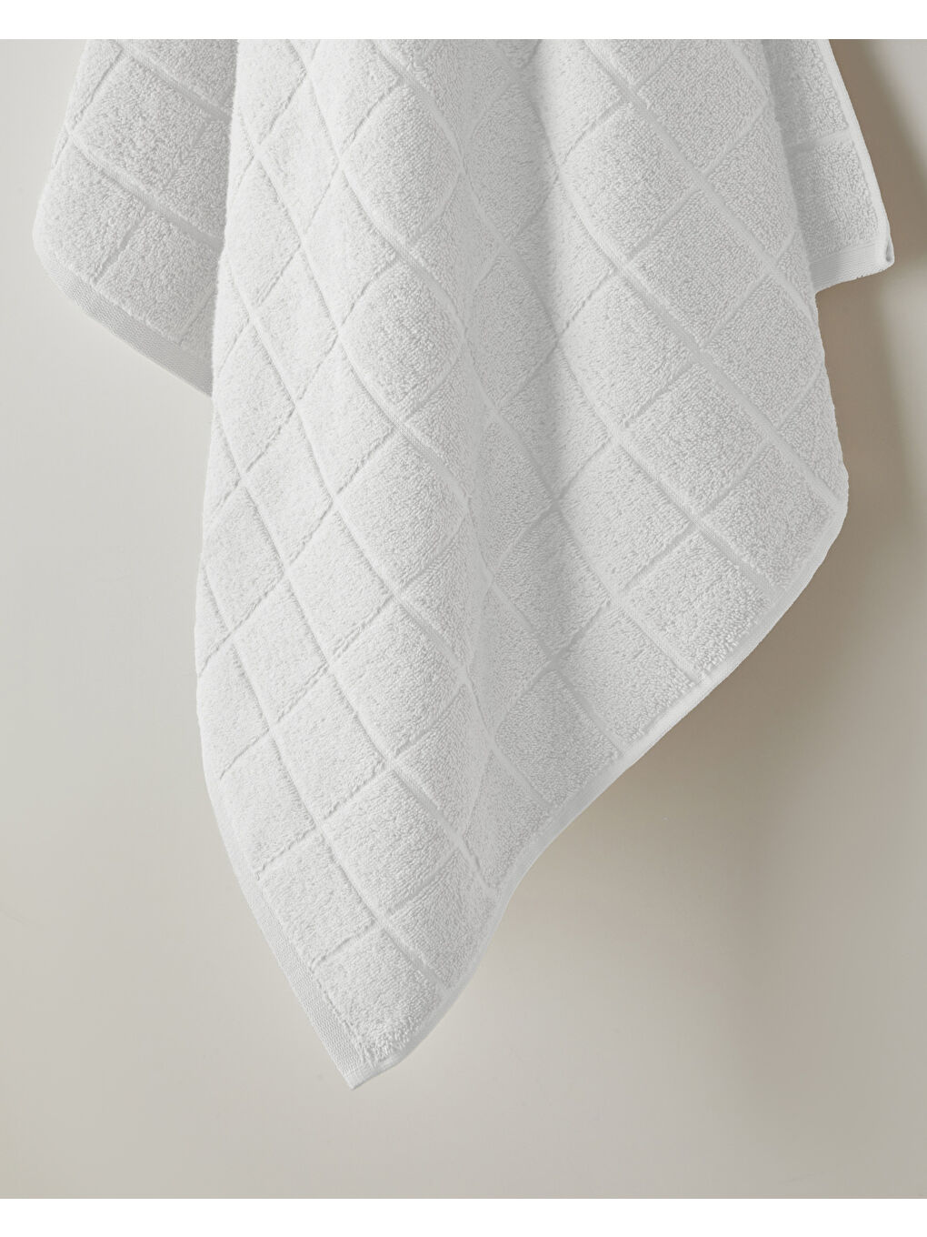 Chequer Pamuk Banyo Havlusu 80x150 cm Beyaz-1