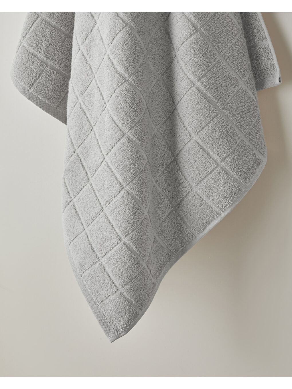 Chequer Pamuk Banyo Havlusu 80x150 cm Gri-1