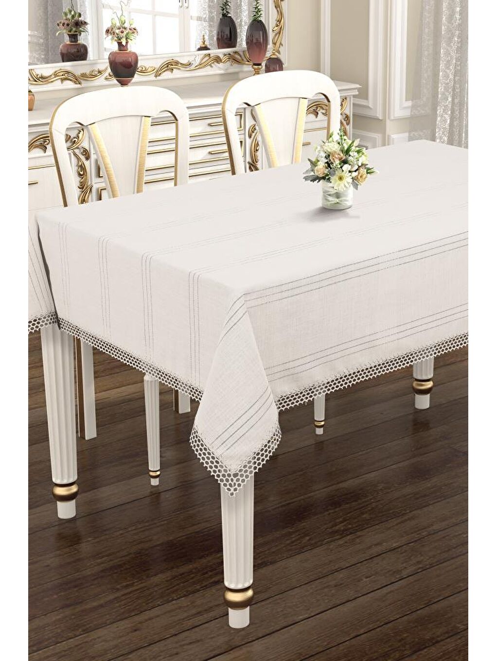Ekru Asu 160x220 cm Tek Masa Örtüsü Krem