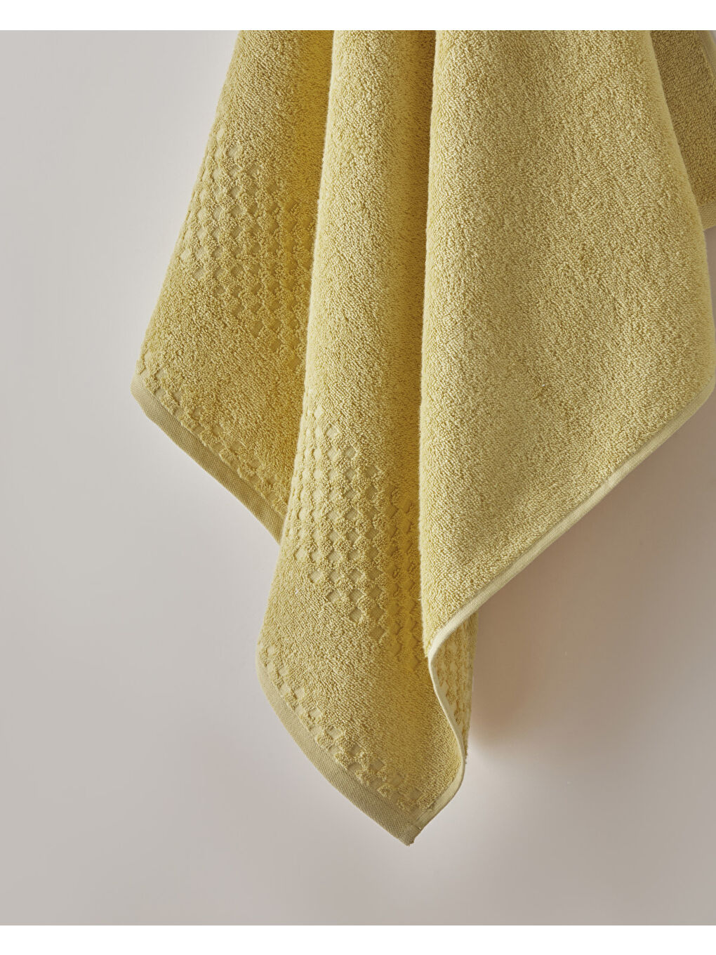 Border Check Pamuk Banyo Havlusu 70x140 cm Sarı-1
