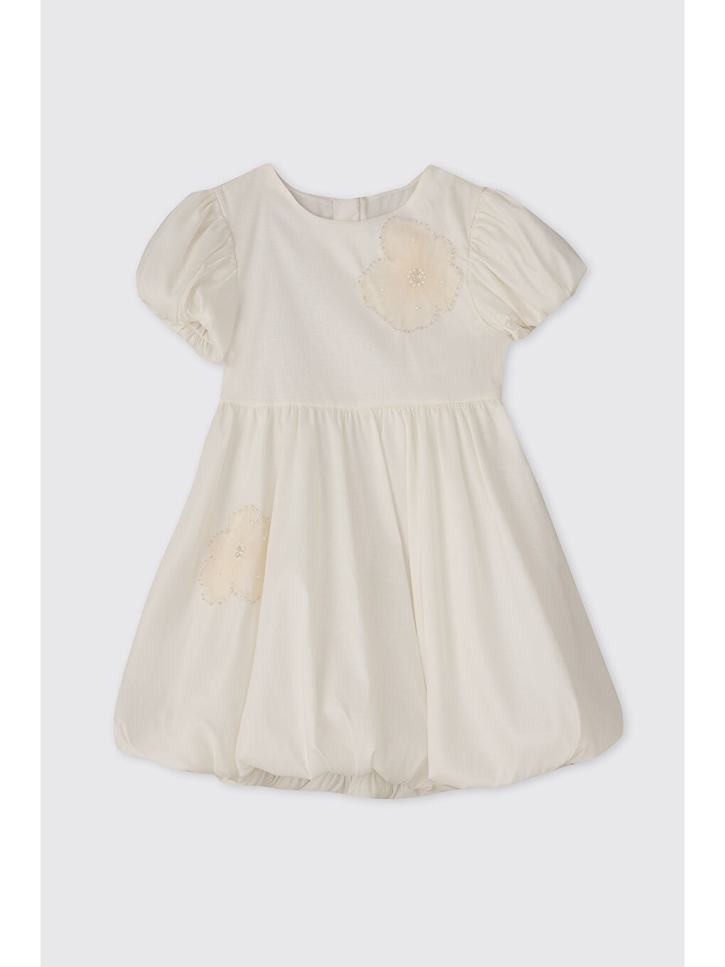 Kız Çocuk Aksesuar Detaylı Ekru Elbise-2