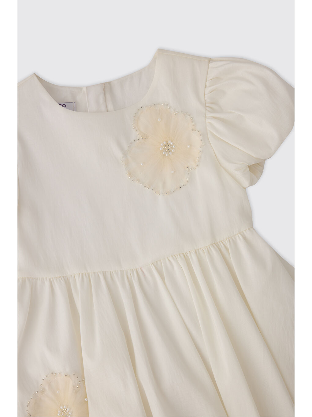 Kız Çocuk Aksesuar Detaylı Ekru Elbise-4