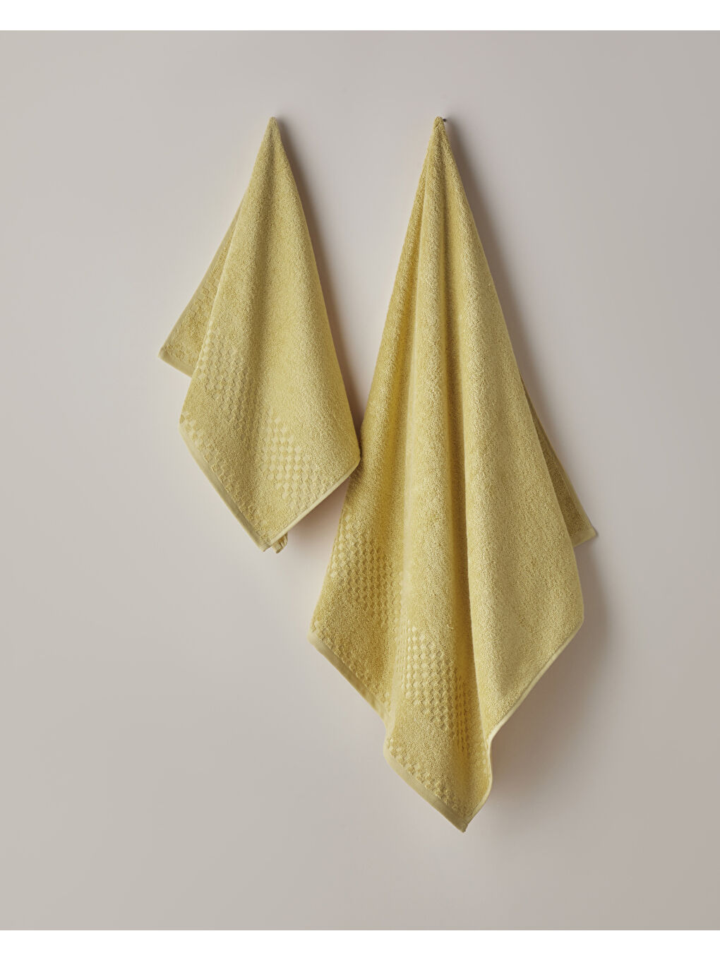 Border Check Pamuk Banyo Havlusu 70x140 cm Sarı-2