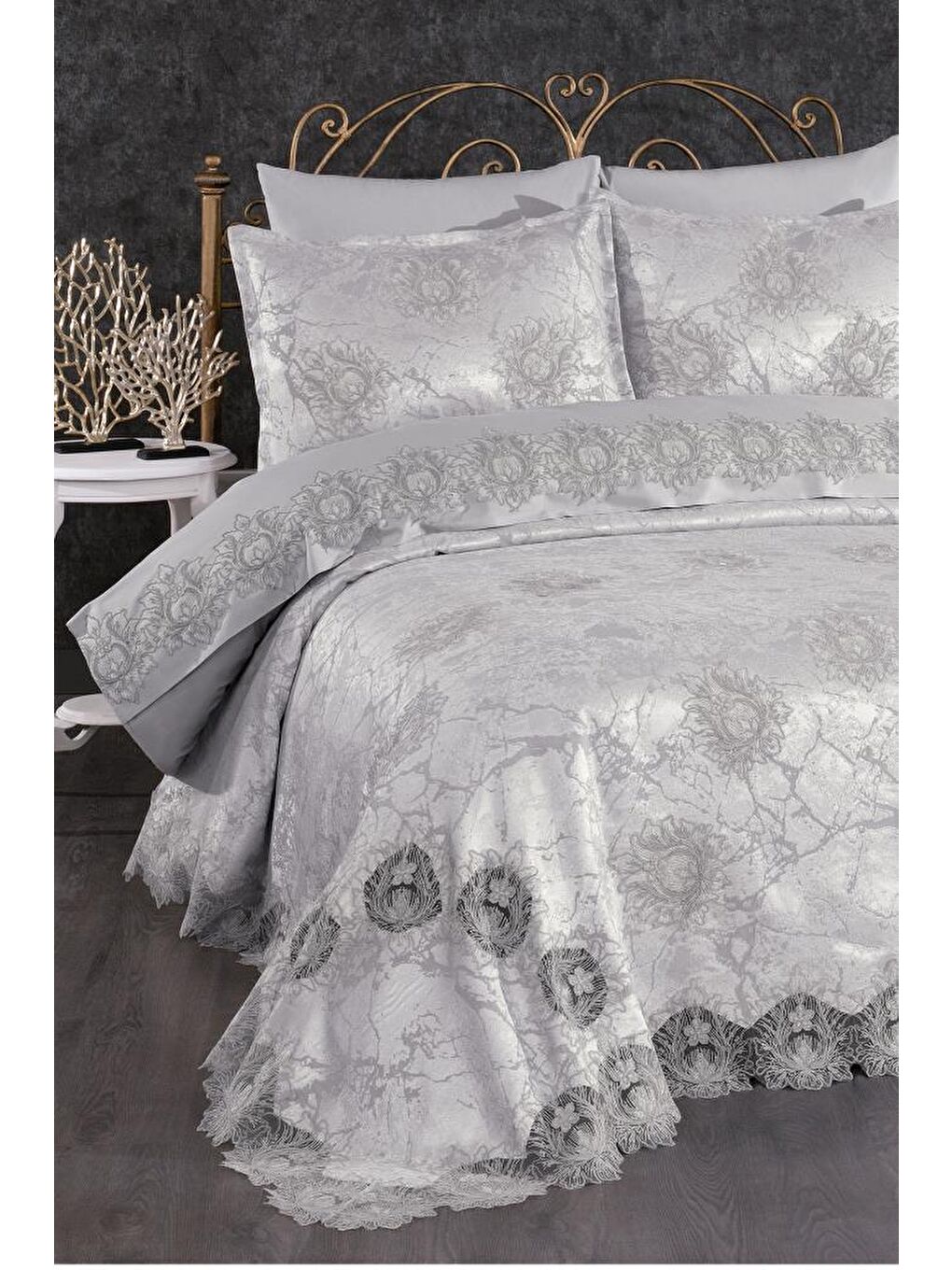 Asel Gelin Seti 7 Parça Gri