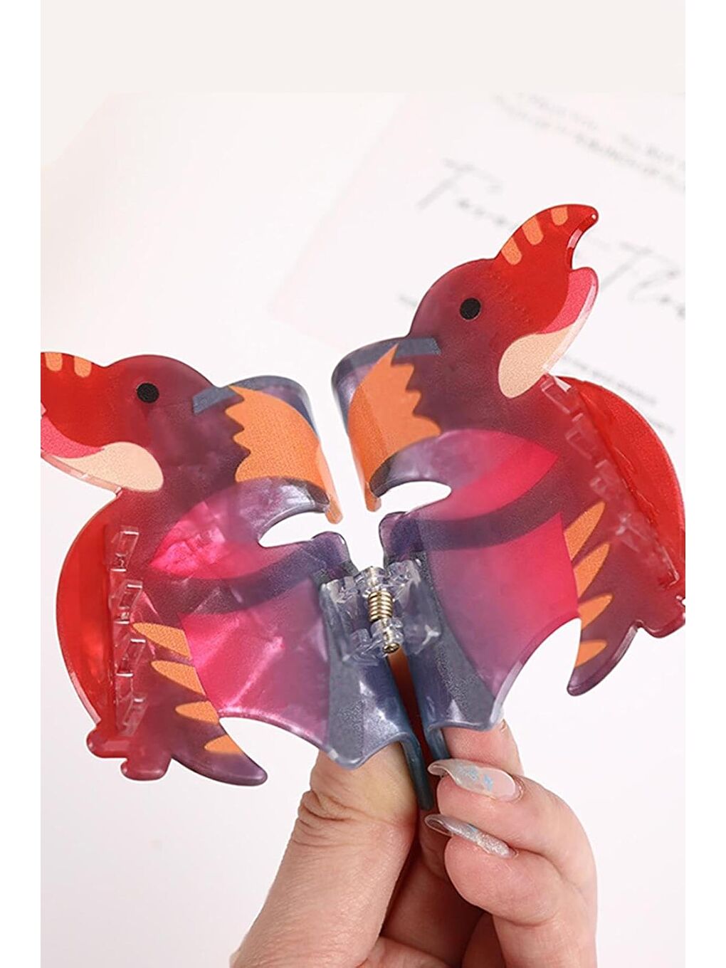 Karışık Sevimli Dinozor Figürlü Lüks Asetat Mandal Toka-3