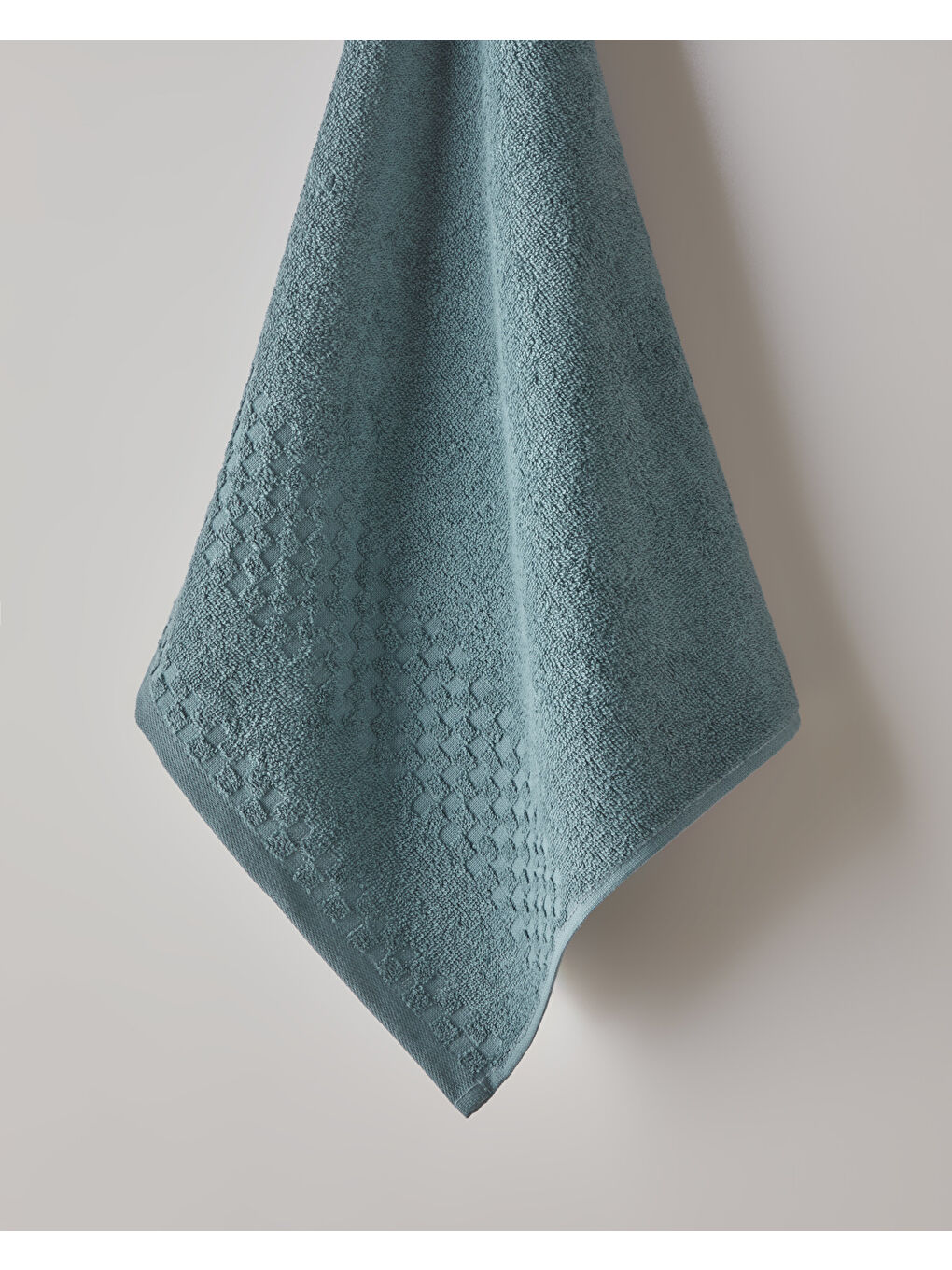 Border Check Pamuk Yüz Havlusu 50x80 cm Petrol-1