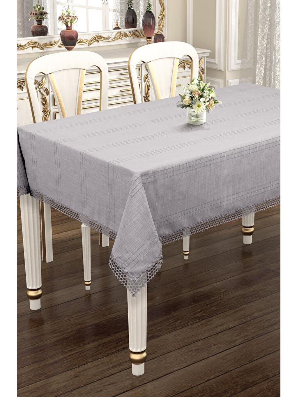 Asu 160x220 cm Tek Masa Örtüsü Gri