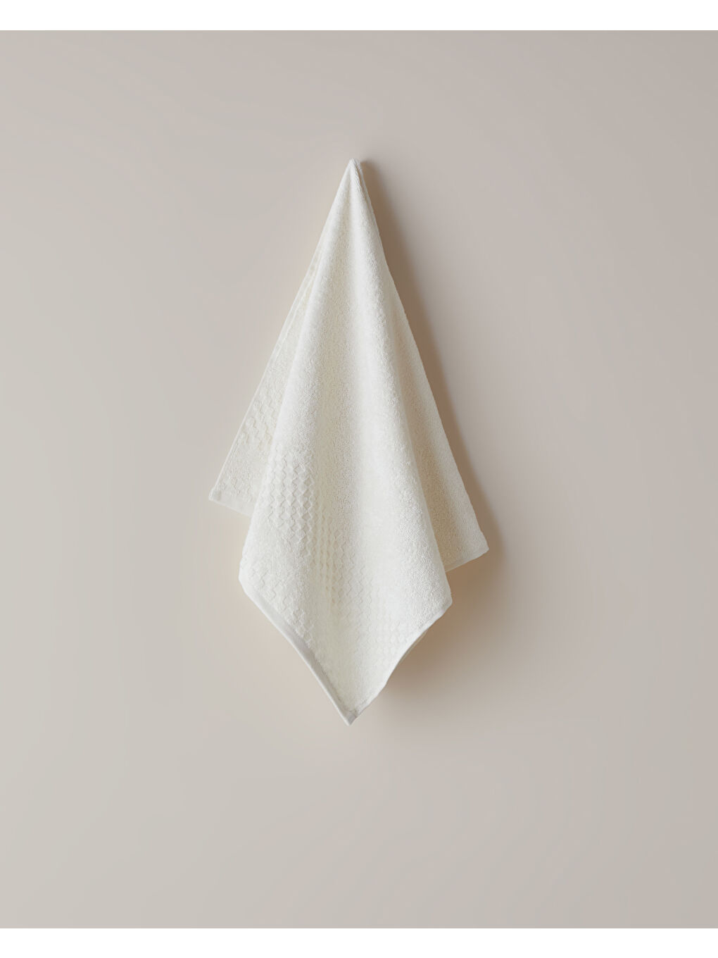 Ekru Border Check Pamuk Yüz Havlusu 50x80 cm Fildişi