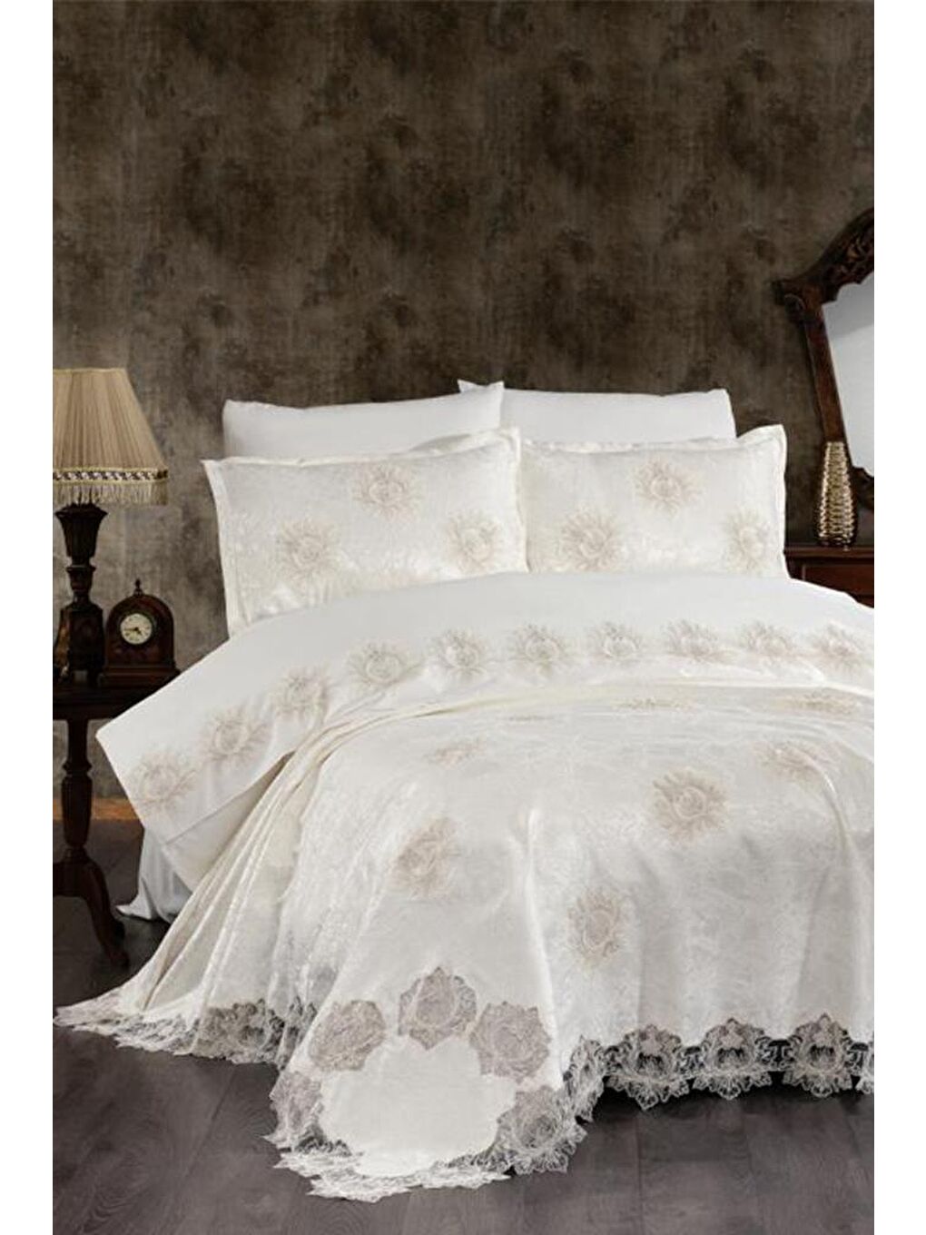 Ekru Asel Gelin Seti 7 Parça Krem