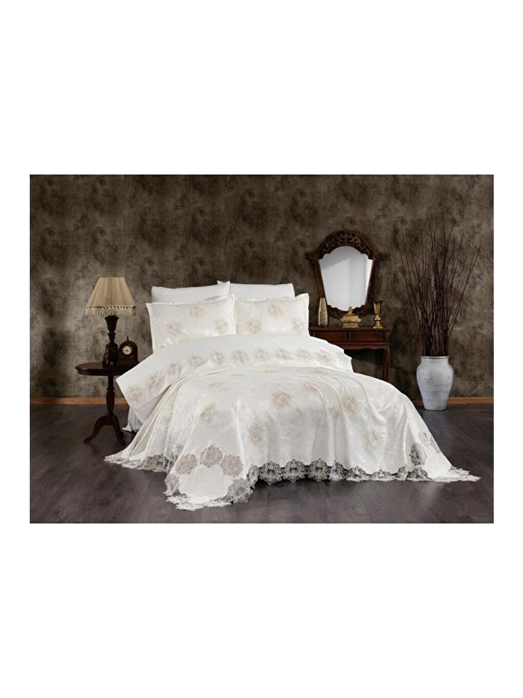 Ekru Asel Gelin Seti 7 Parça Krem-1