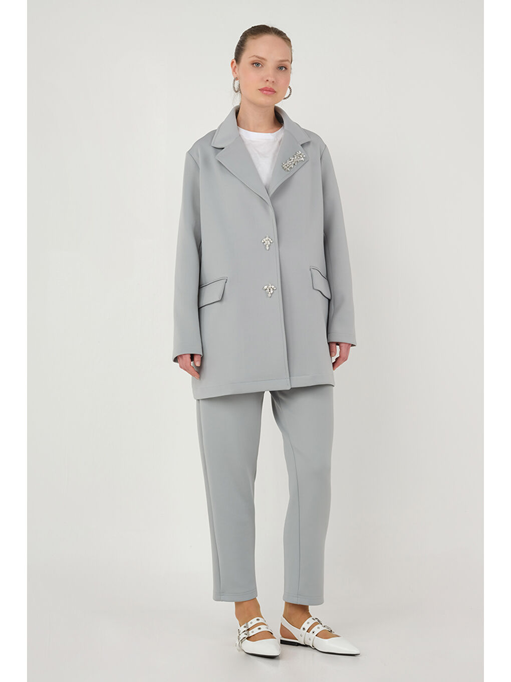 Scuba Ceket Açık Gri