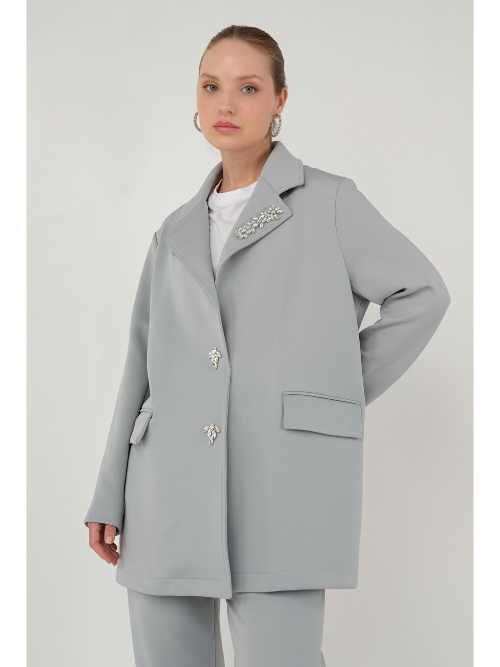 Scuba Ceket Açık Gri-1