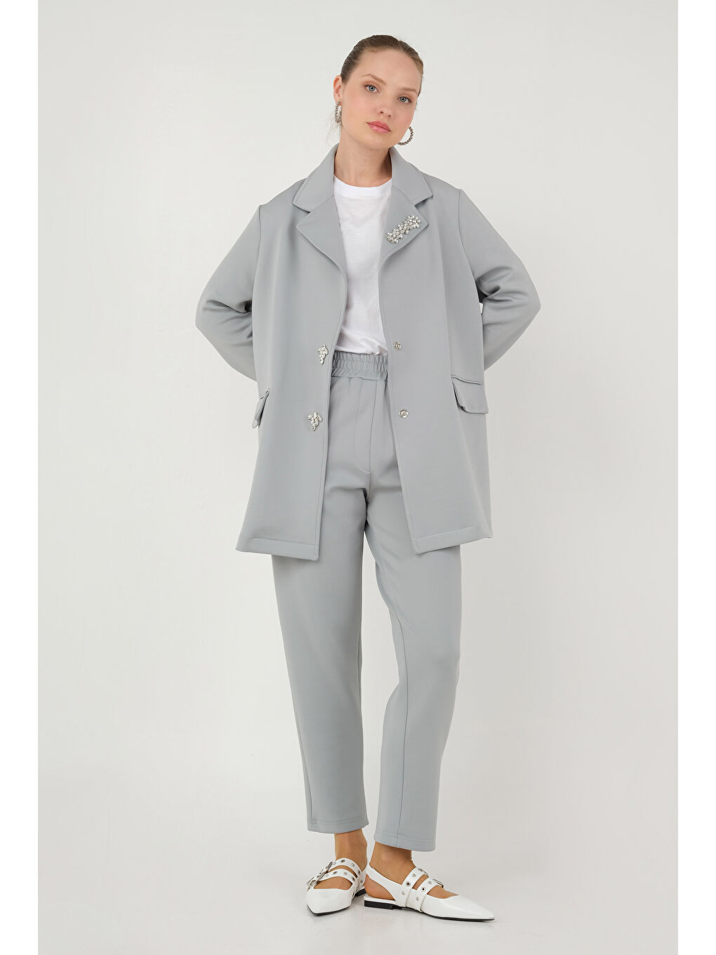 Scuba Ceket Açık Gri-2