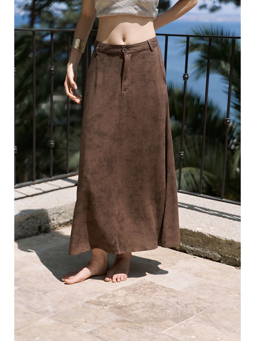 Kahverengi Garias Cepli Uzun Batik Desenli Kahve Etek-2