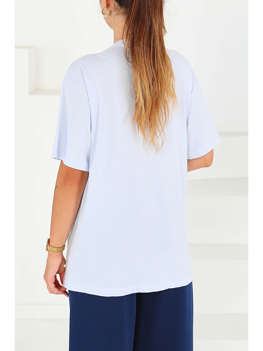 İncili Kısa Kollu T-Şhirt Bebe Mavi - 27544-3