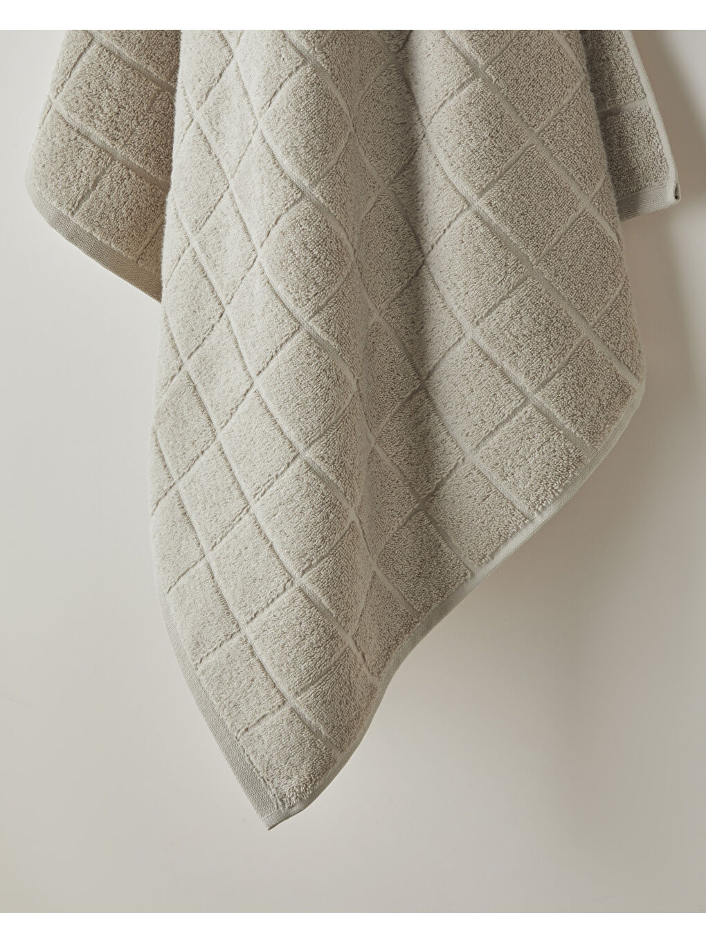 Chequer Pamuk Banyo Havlusu 80x150 cm Bej-1