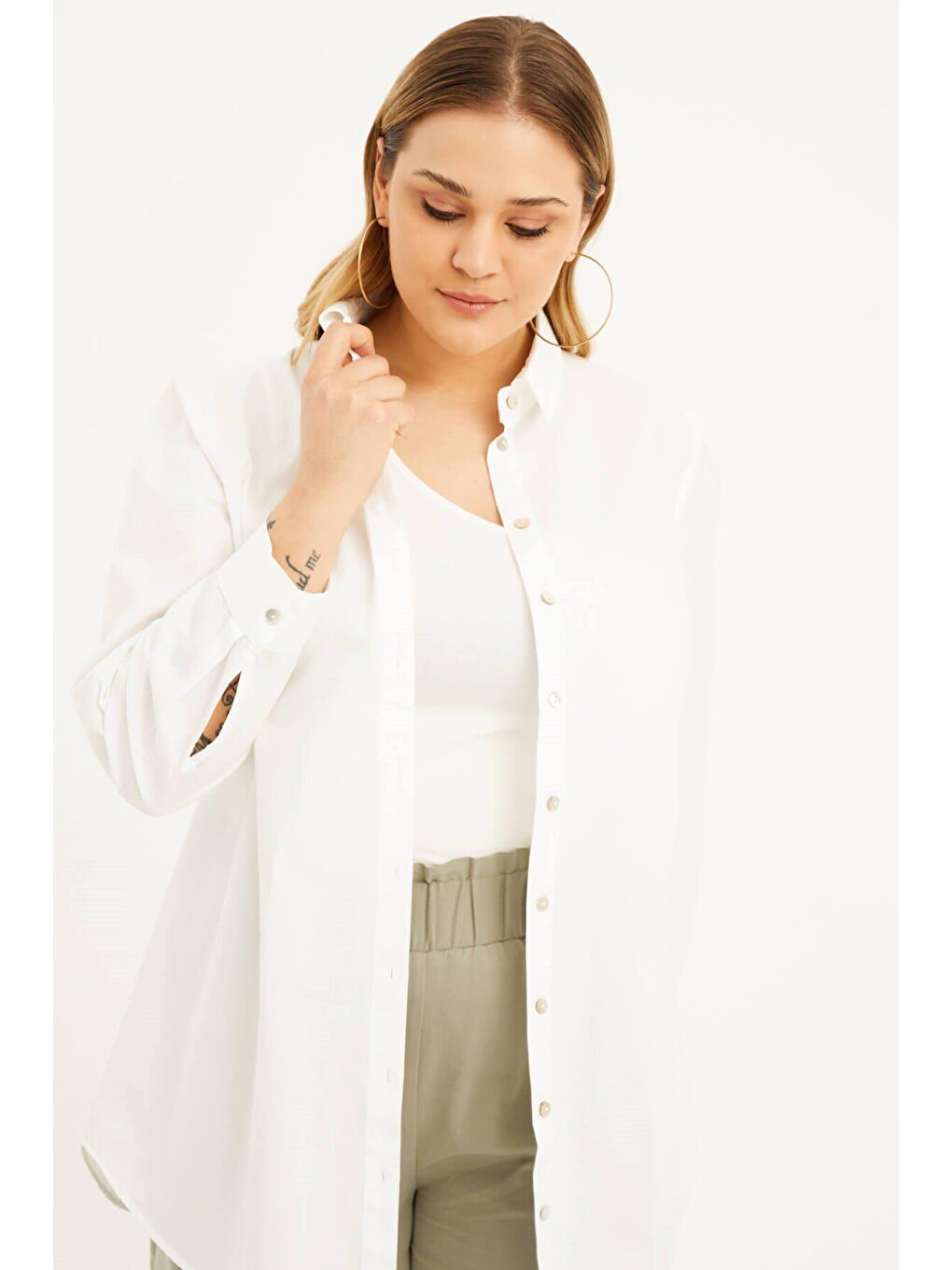 Beyaz Poplin Gömlek