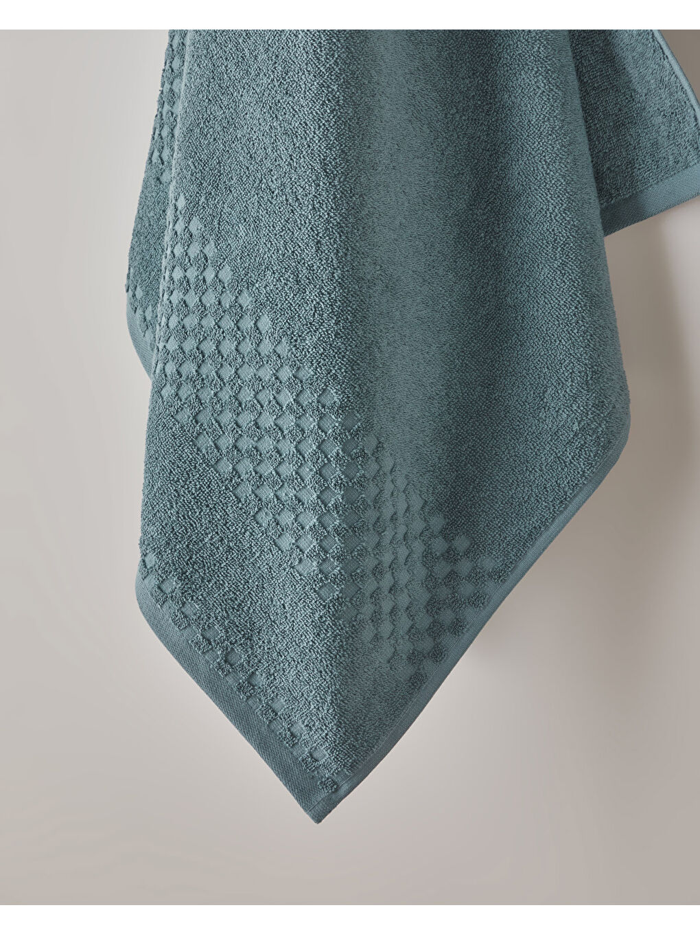 Border Check Pamuk Banyo Havlusu 70x140 cm Petrol-1