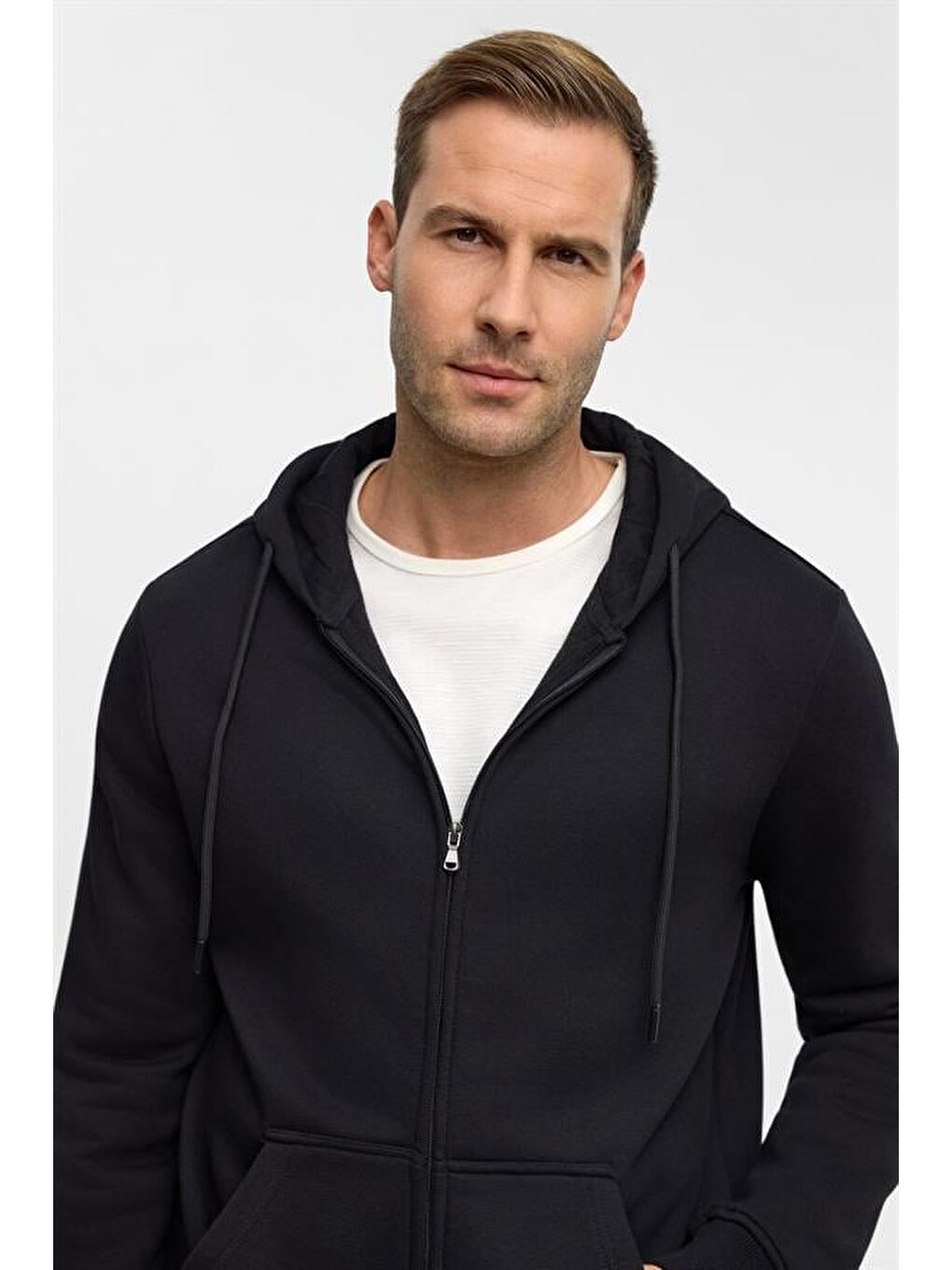 Siyah Regular Düz Bisiklet Yaka Sweatshirt-3