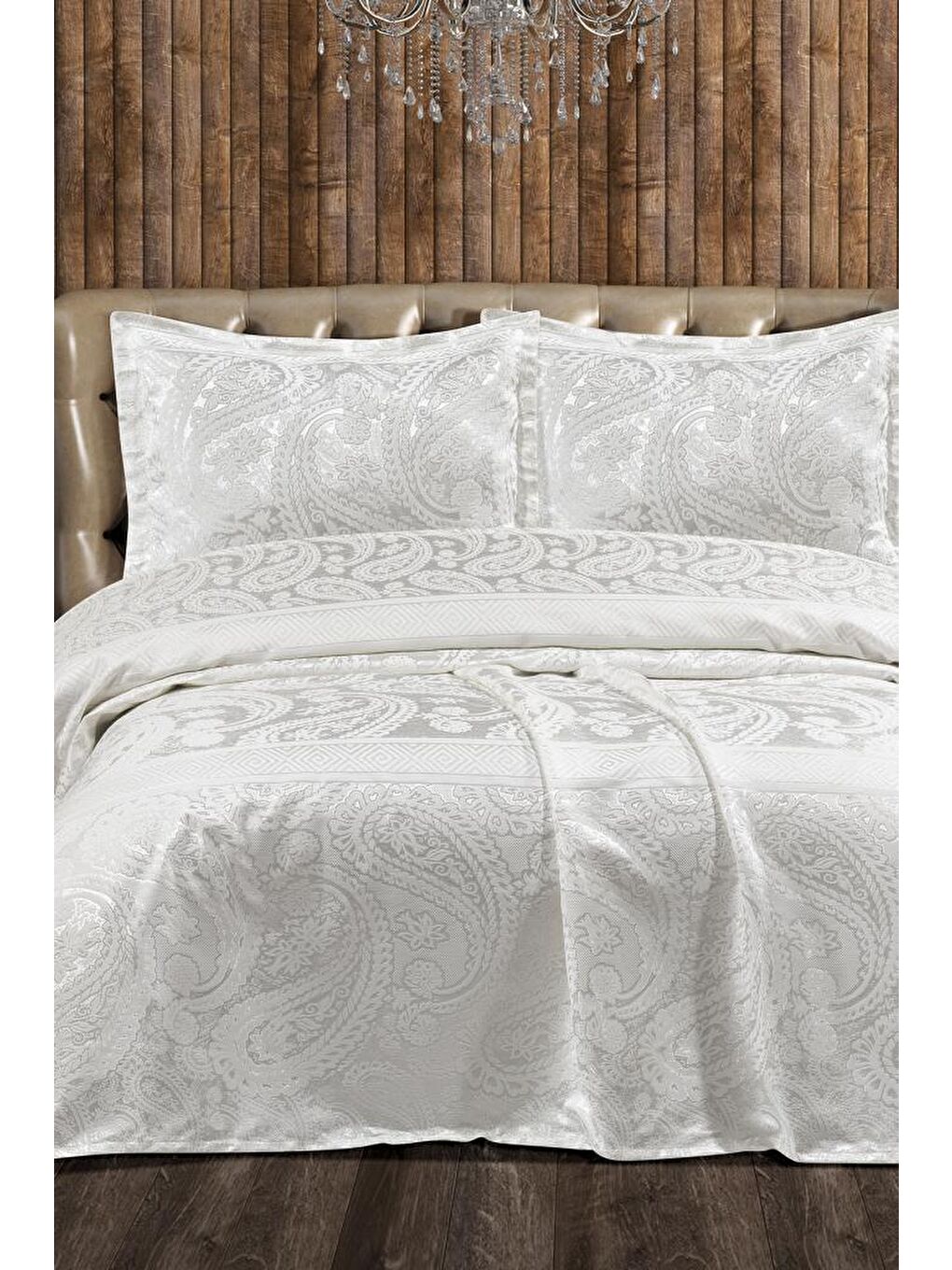 Ekru Arlina Şönil Çift Kişilik Yatak Örtüsü 240x260 cm Krem