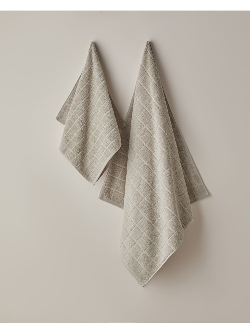 Chequer Pamuk Banyo Havlusu 80x150 cm Bej-2