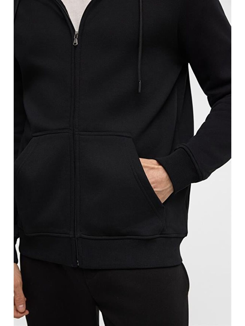 Siyah Regular Düz Bisiklet Yaka Sweatshirt-4