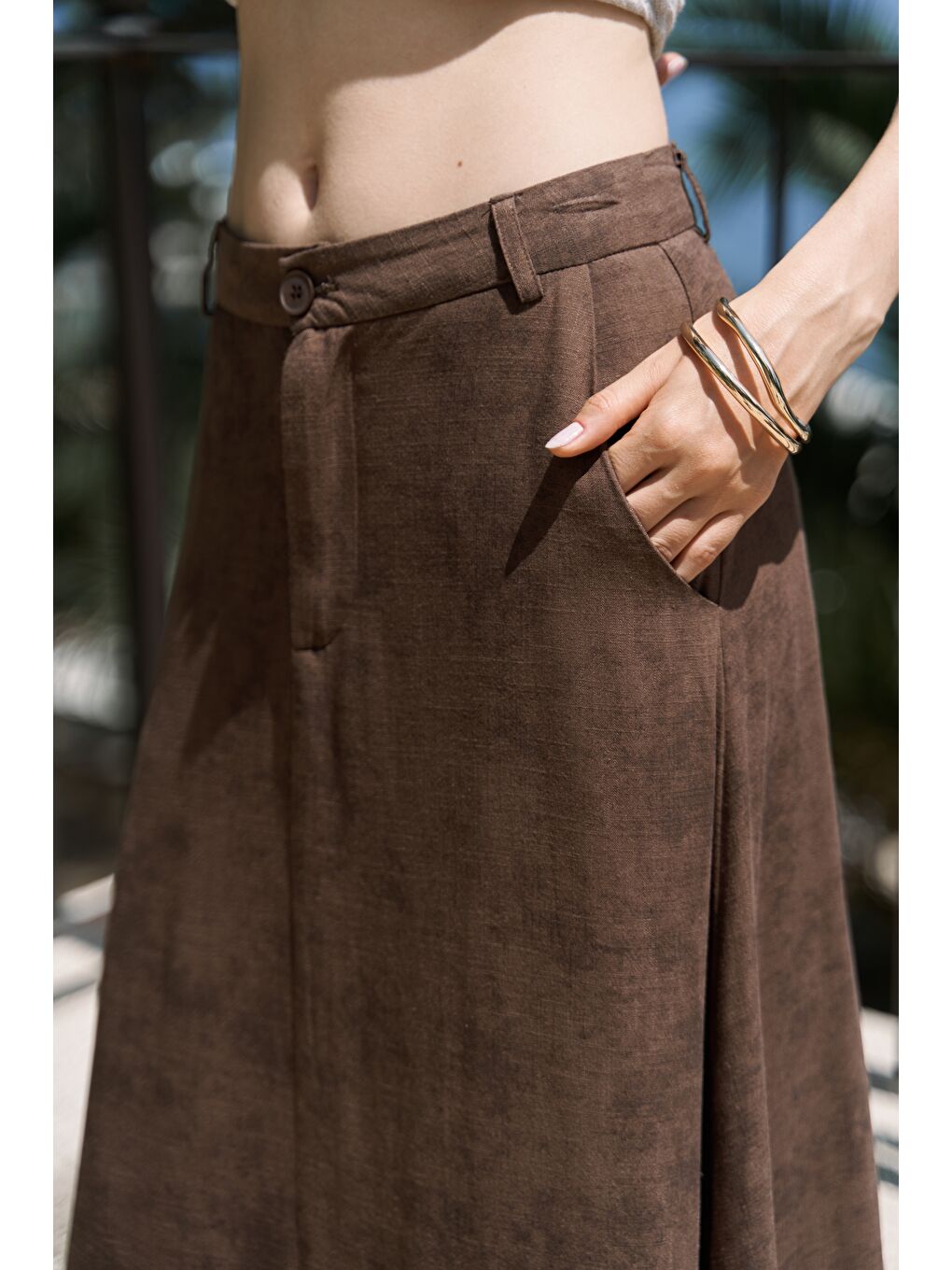 Kahverengi Garias Cepli Uzun Batik Desenli Kahve Etek-6