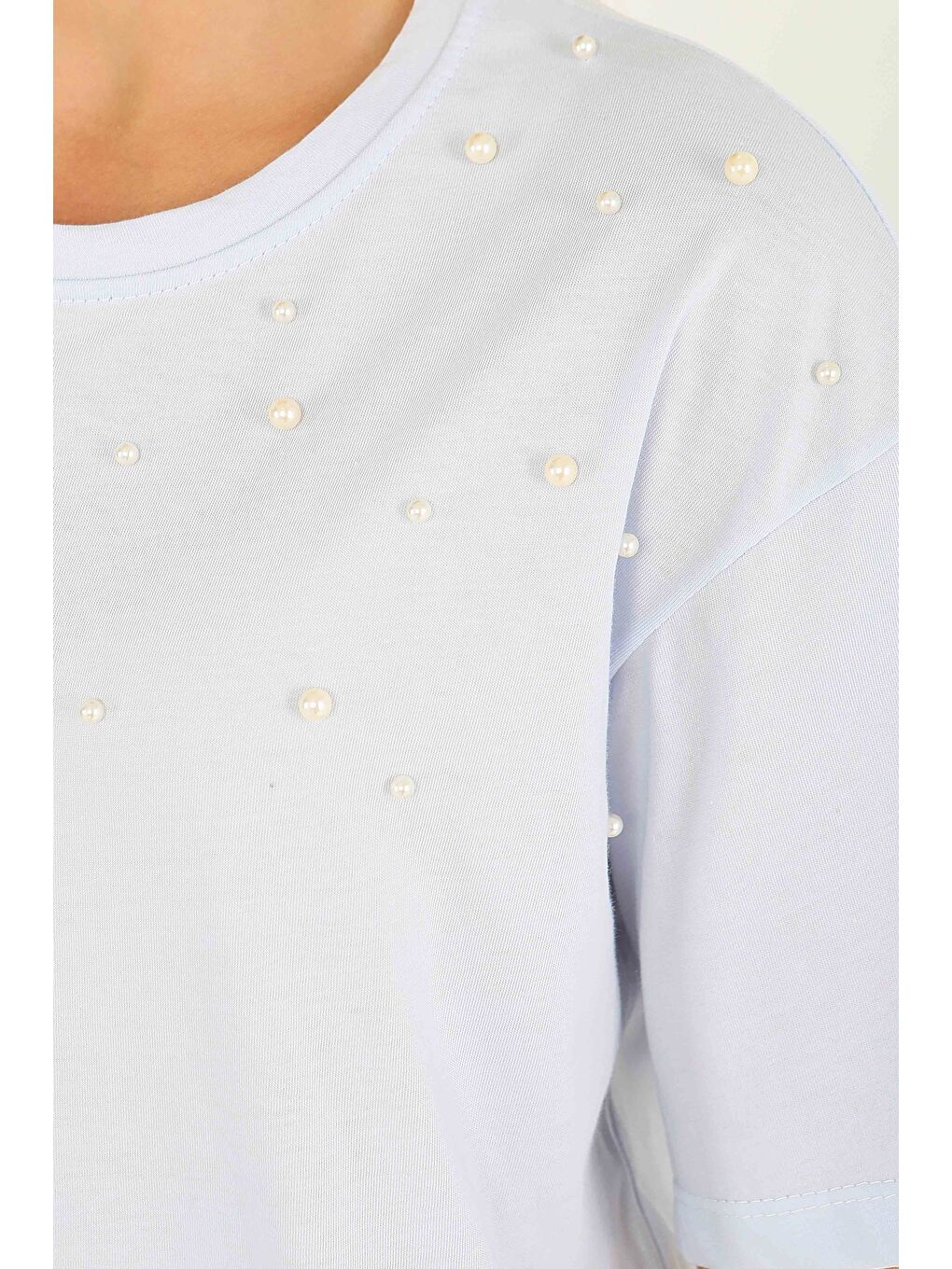 İncili Kısa Kollu T-Şhirt Bebe Mavi - 27543-2