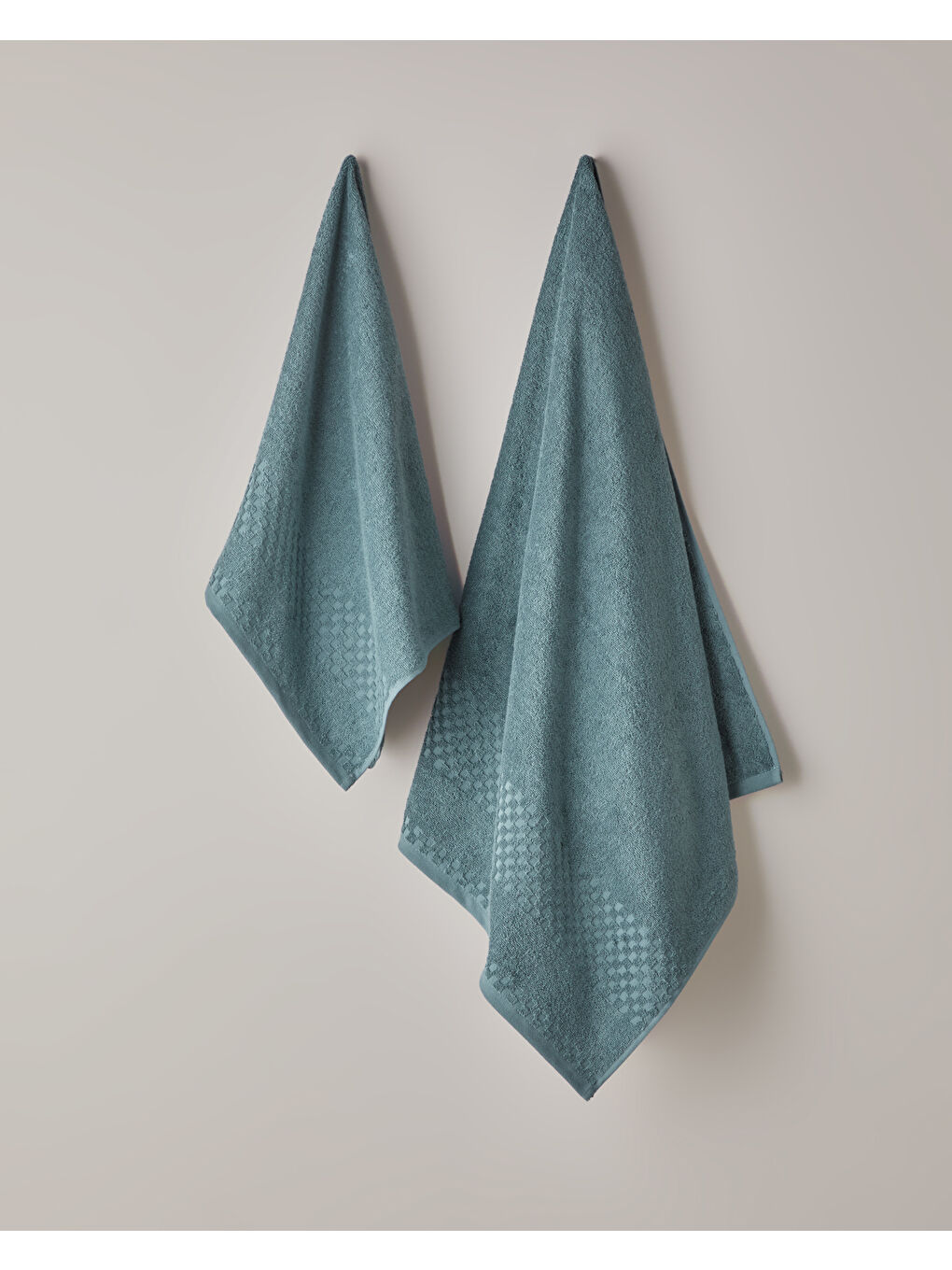 Border Check Pamuk Banyo Havlusu 70x140 cm Petrol-2