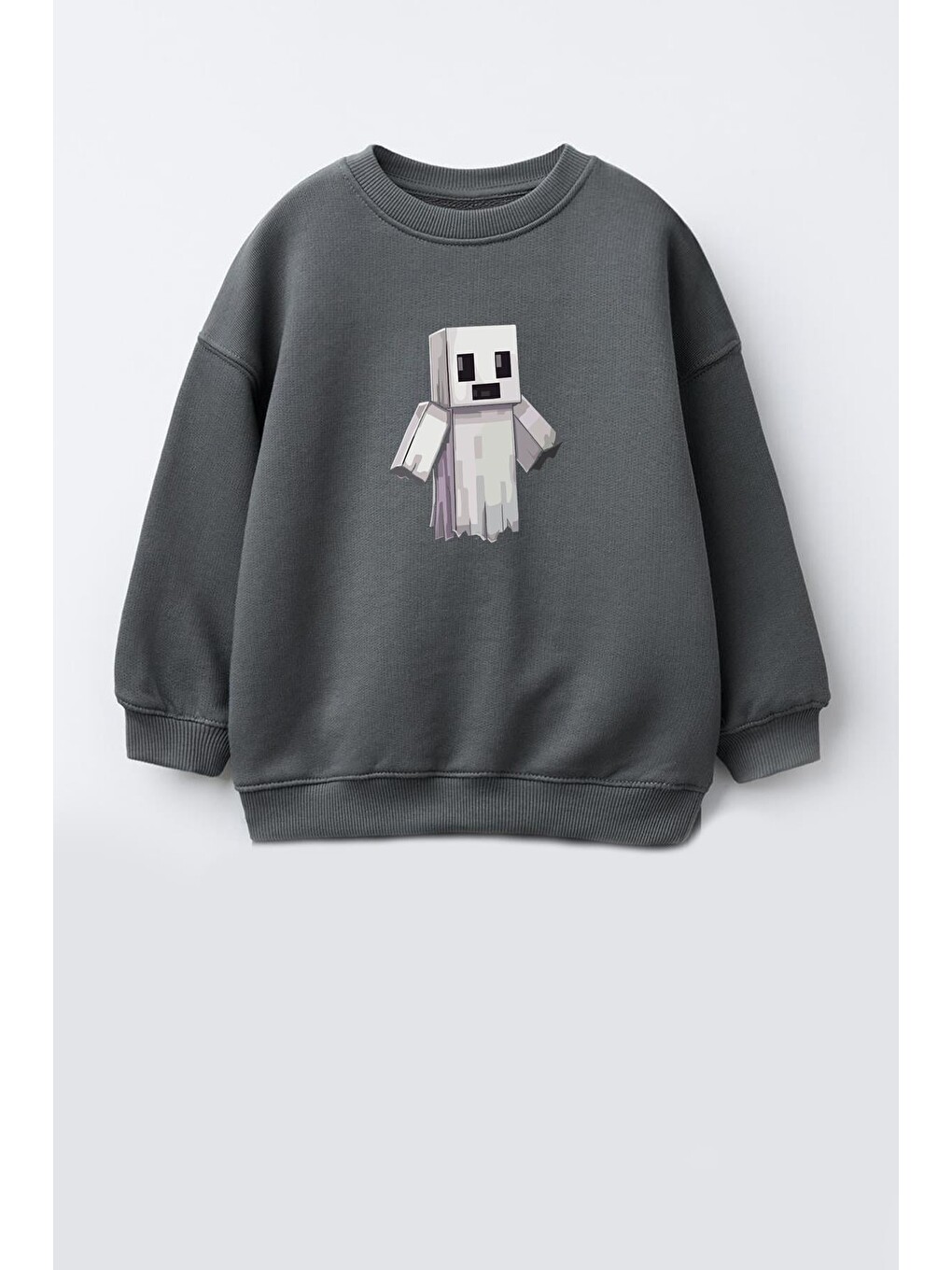 Antrasit Erkek Çocuk Baskılı 3 İplik Kumaş Pamuklu Sweatshirt
