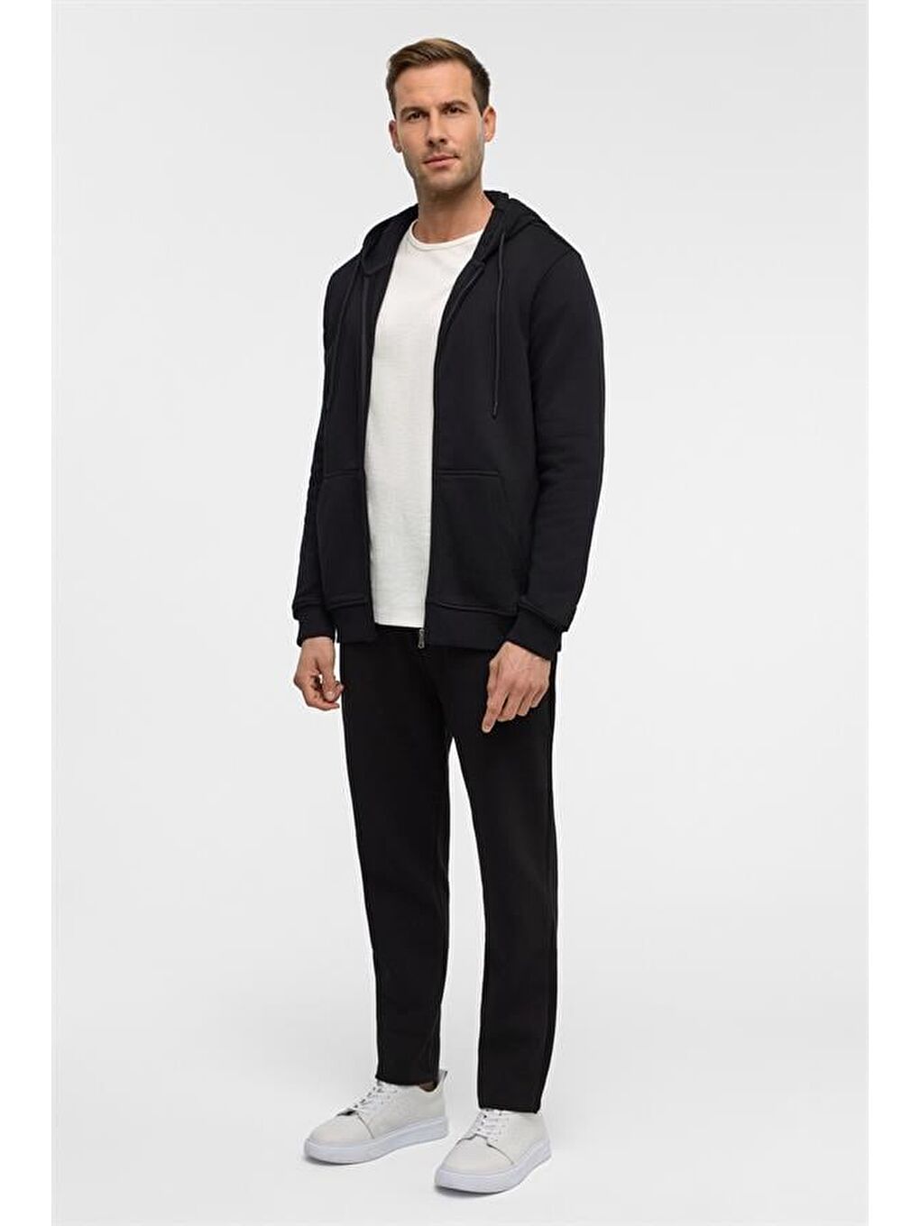 Siyah Regular Düz Bisiklet Yaka Sweatshirt-6