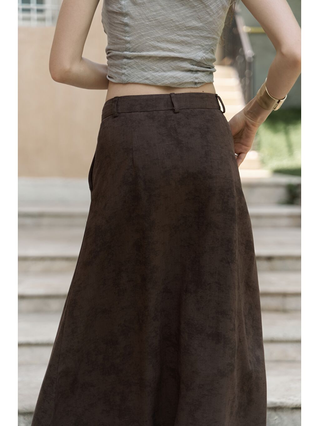 Kahverengi Garias Cepli Uzun Batik Desenli Kahve Etek-7