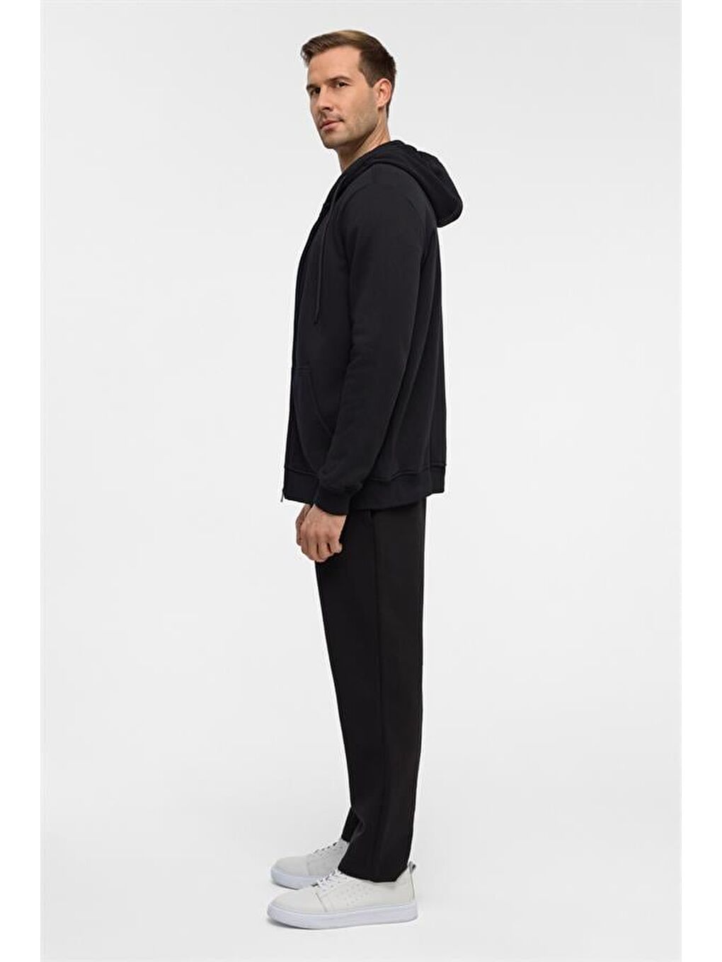 Siyah Regular Düz Bisiklet Yaka Sweatshirt-7