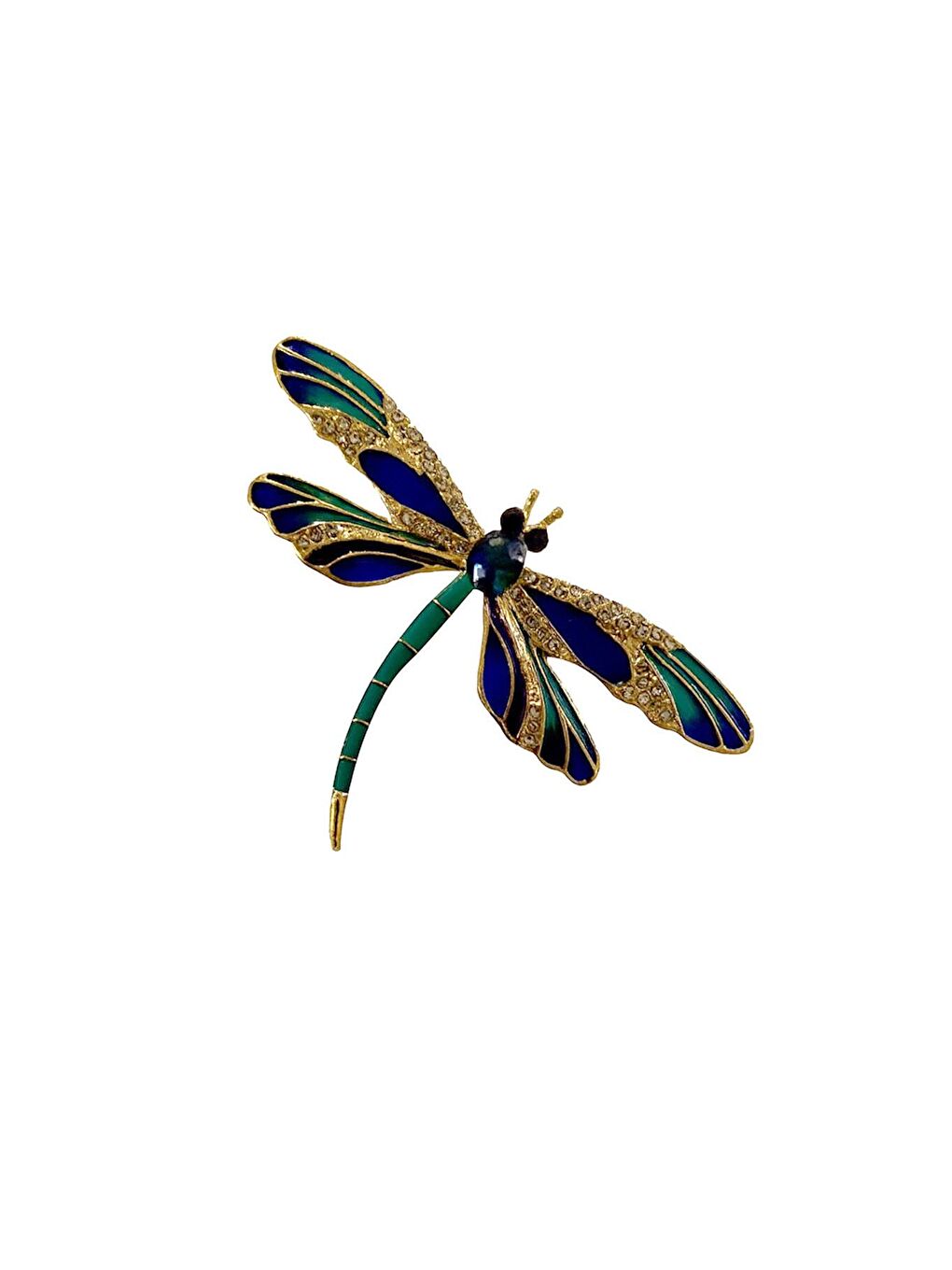 Mavi Zarif Taşlı Renkli Yusufçuk Broş Yaka İğnesi-2