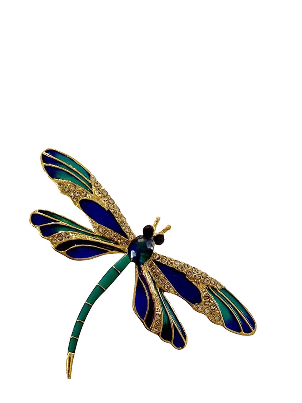 Mavi Zarif Taşlı Renkli Yusufçuk Broş Yaka İğnesi-4