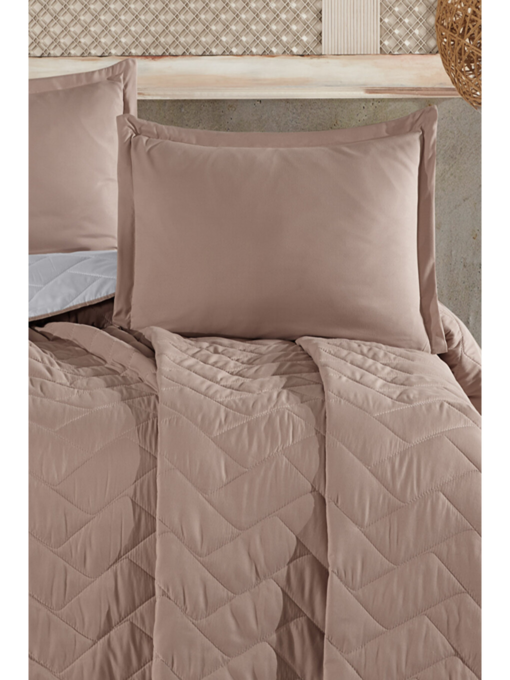 Microfiber Çift Kişilik Yatak Örtüsü Seti Aragon Bej-2