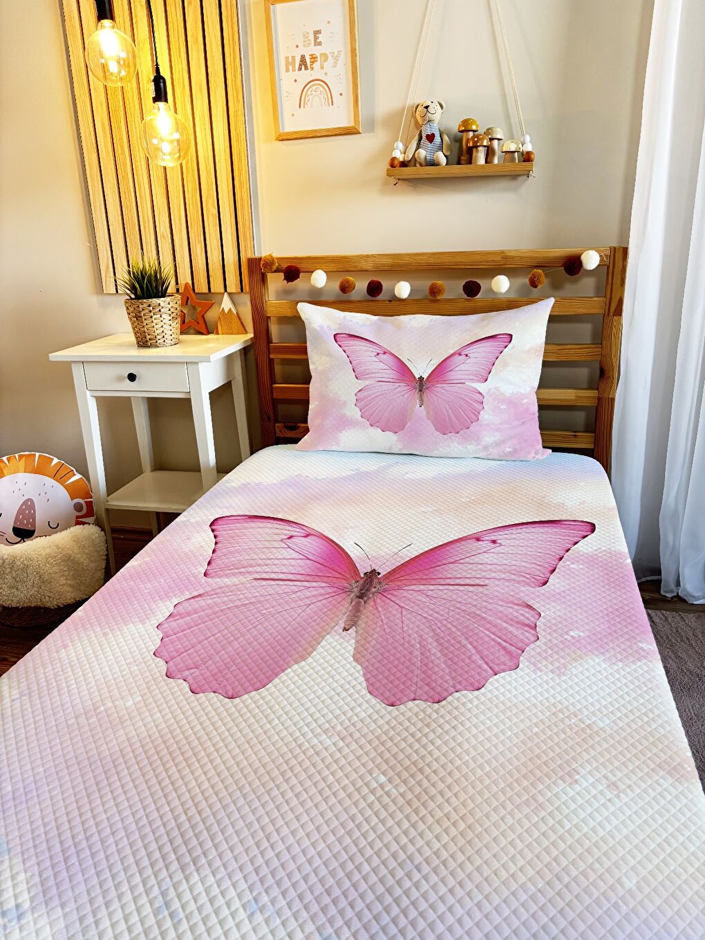 Pembe Kelebek Desenli Pike-1