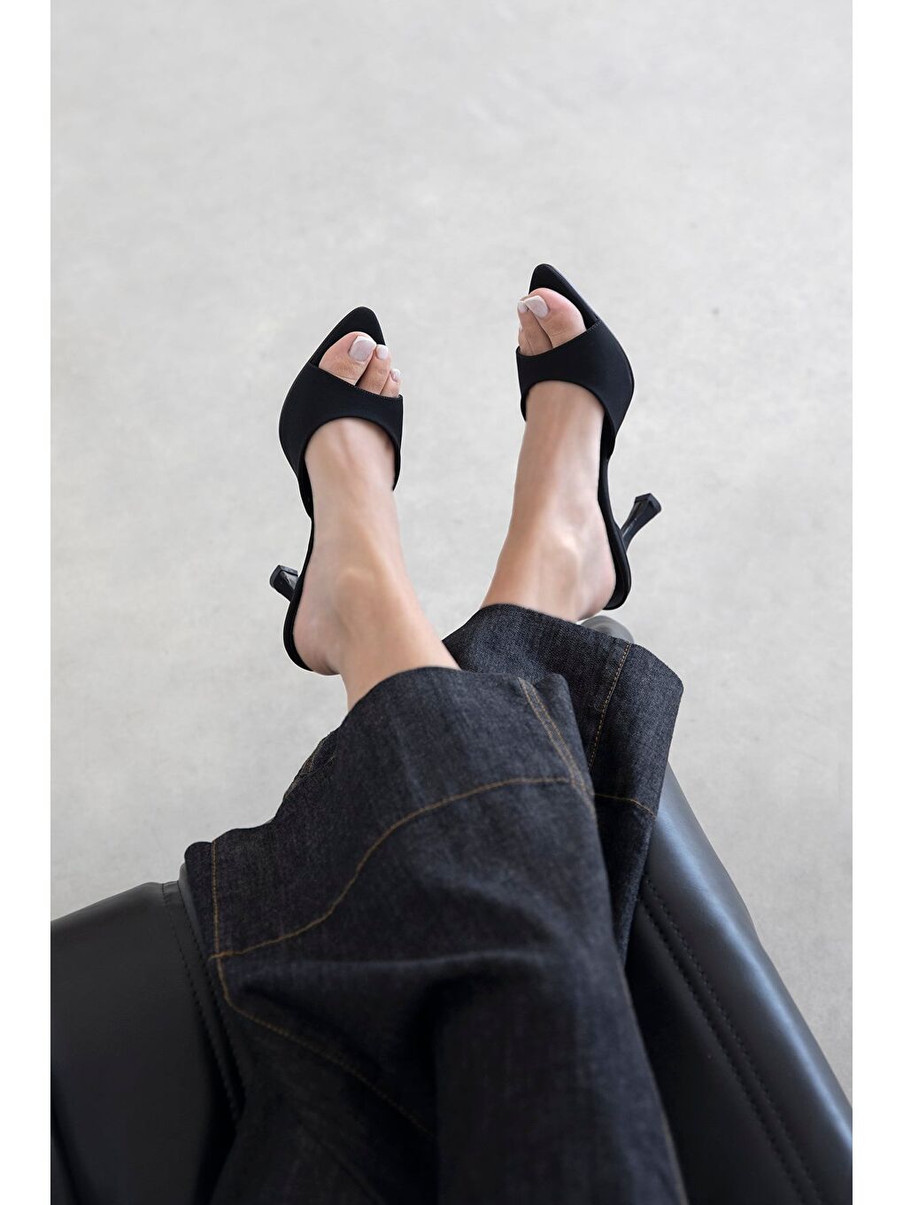 Franco Kadın Topuklu Kumaş Terlik Siyah-1